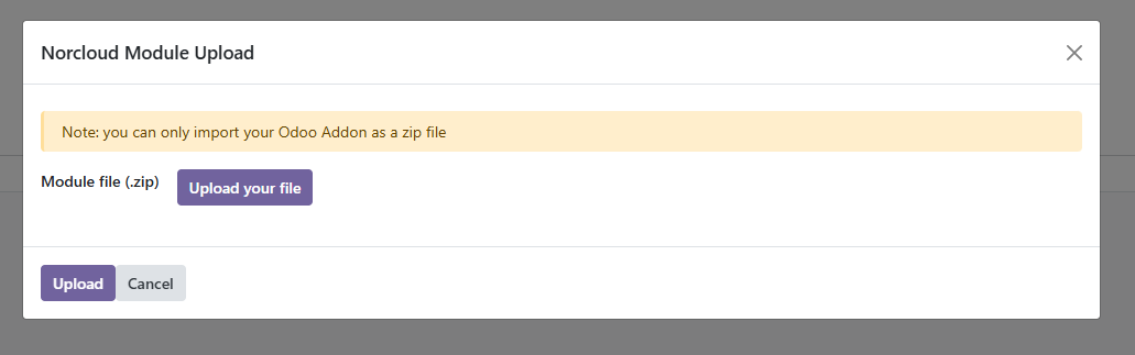 Placeholder: the Upload module window