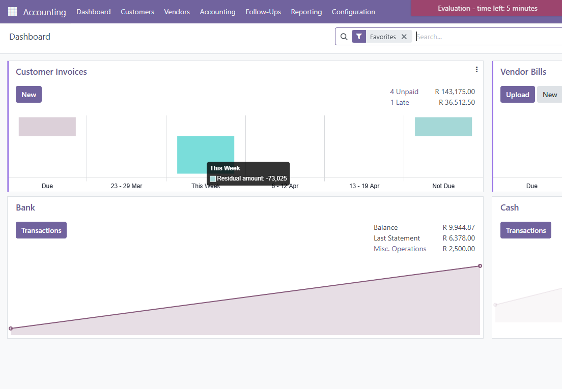 A deployed module's demo data in an Evaluation